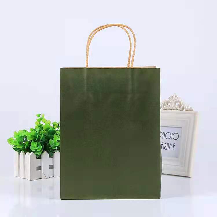 牛皮纸袋绿色麻绳手提袋子礼品送人茶叶袋咖啡打包颜色多可批发