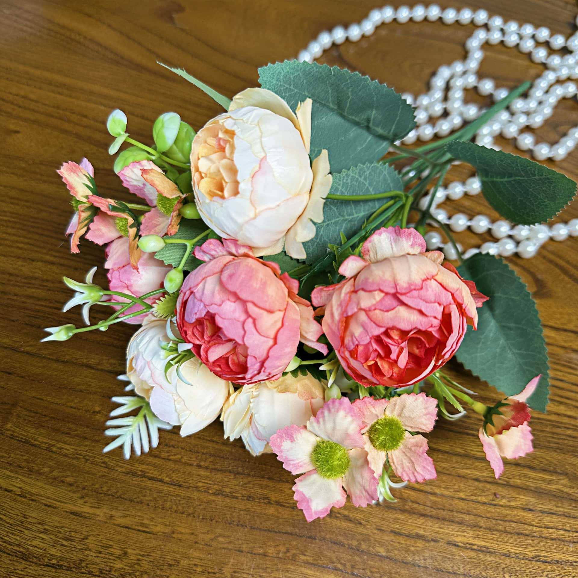 Simulación de 5 horquillas de peonía decoración del hogar decoración de la boda decoración de flores falsas hechas a mano rosas transfronterizas adornos al por mayor