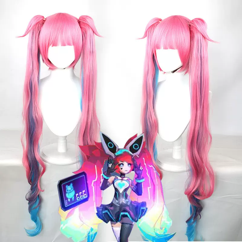 艾婍 王者荣耀安琪拉cos假发心灵骇客皮肤 少女双马尾cosplay假发