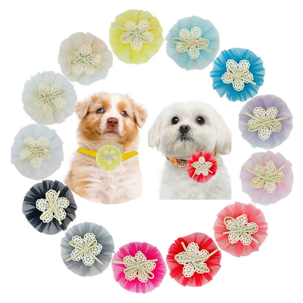 Внешняя торговля украшениями для домашних животных милые водяные цветы собачьи ошейники цветы кружевные банты милые домашние животные украшения