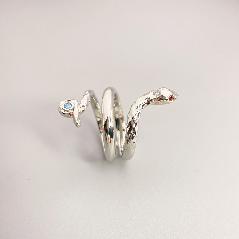 Fashion Snake Copper Inlay Artificial Gemstones Rings 1 Piece