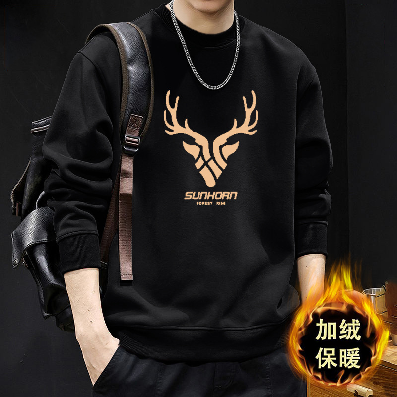 Nueva camiseta de cuello redondo para hombres otoño y invierno estilo de moda americana pareja camiseta de otoño chaqueta de moda para hombres