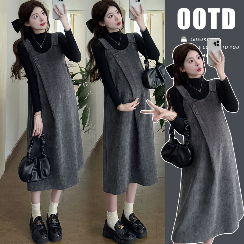 Maternity Wear Spring and Summer Slimming Look Two-Piece Set New Fashionable and Age-Reducing High-Bottom Suspbottomer Skirt Bottoming Suit Loose