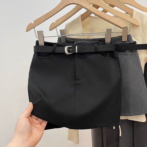 Grey suit short skirt for women in spring and summer, hot girl sleeveless dress, petite high-waisted slimming temperament A-line half-body