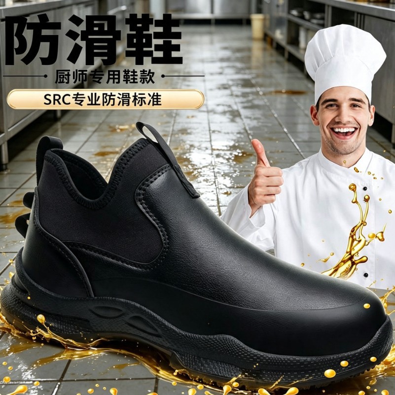 New cross-border lightweight, comfortable, waterproof, and non-slip men's work shoes, suitable for all seasons, comfortable for long standing, oil-resistant chef shoes