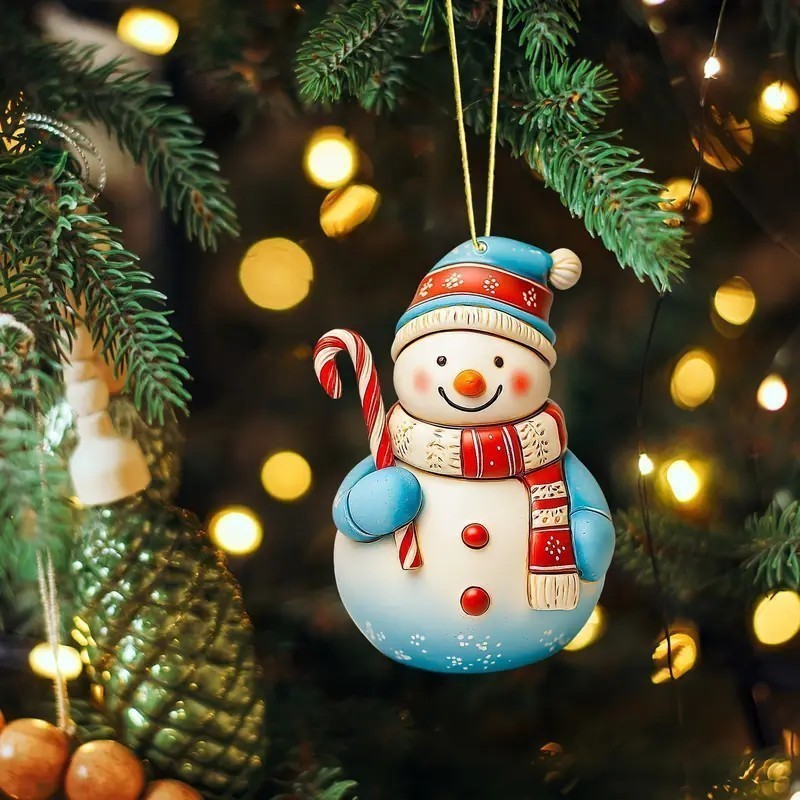 Nuevos productos transfronterizos acrílicos planos lindos dibujos animados de Navidad muñeco de nieve colgantes de automóviles de árbol de Navidad artesanías colgantes