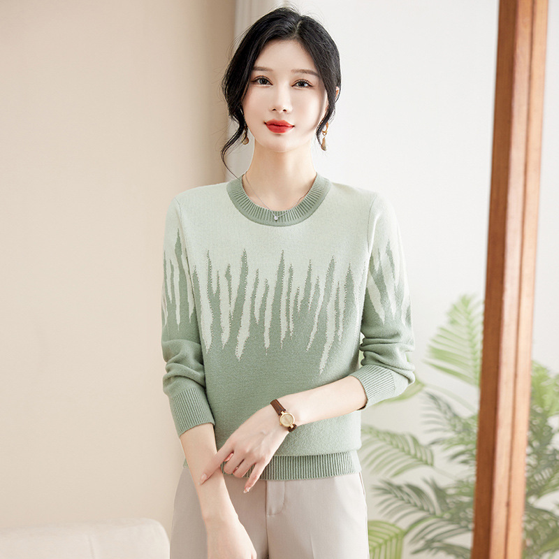 妈妈秋冬装毛衣中年女保暖内搭中老年人风针织打底衫提花上衣，女装针织衫/毛衣，妃慕昵服饰