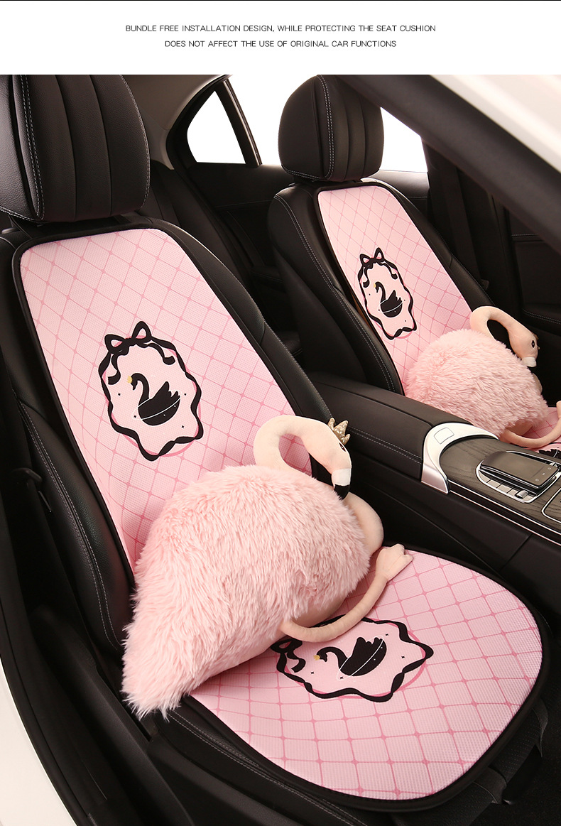 26 New Models of Swan Summer Car Ice Silk Seat Cushions, Cute Cartoon Car Seat Cushions, Universal for All Seasons, for Women