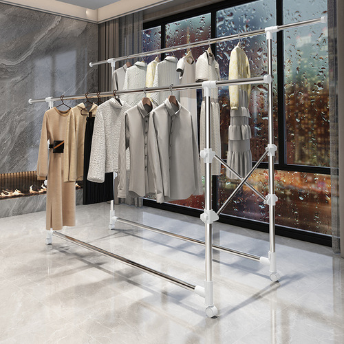 Wholesale Youlite clothes drying rack floor-standing folding stainless steel double pole quilt rack balcony clothes drying rod manufacturer