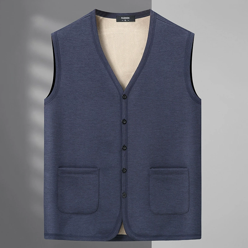 Толстый брат 2023 Зима Новый плюс толстый плюс размер для среднего и пожилого возраста теплый жилет на флисовой подкладке дедушкиный жилет