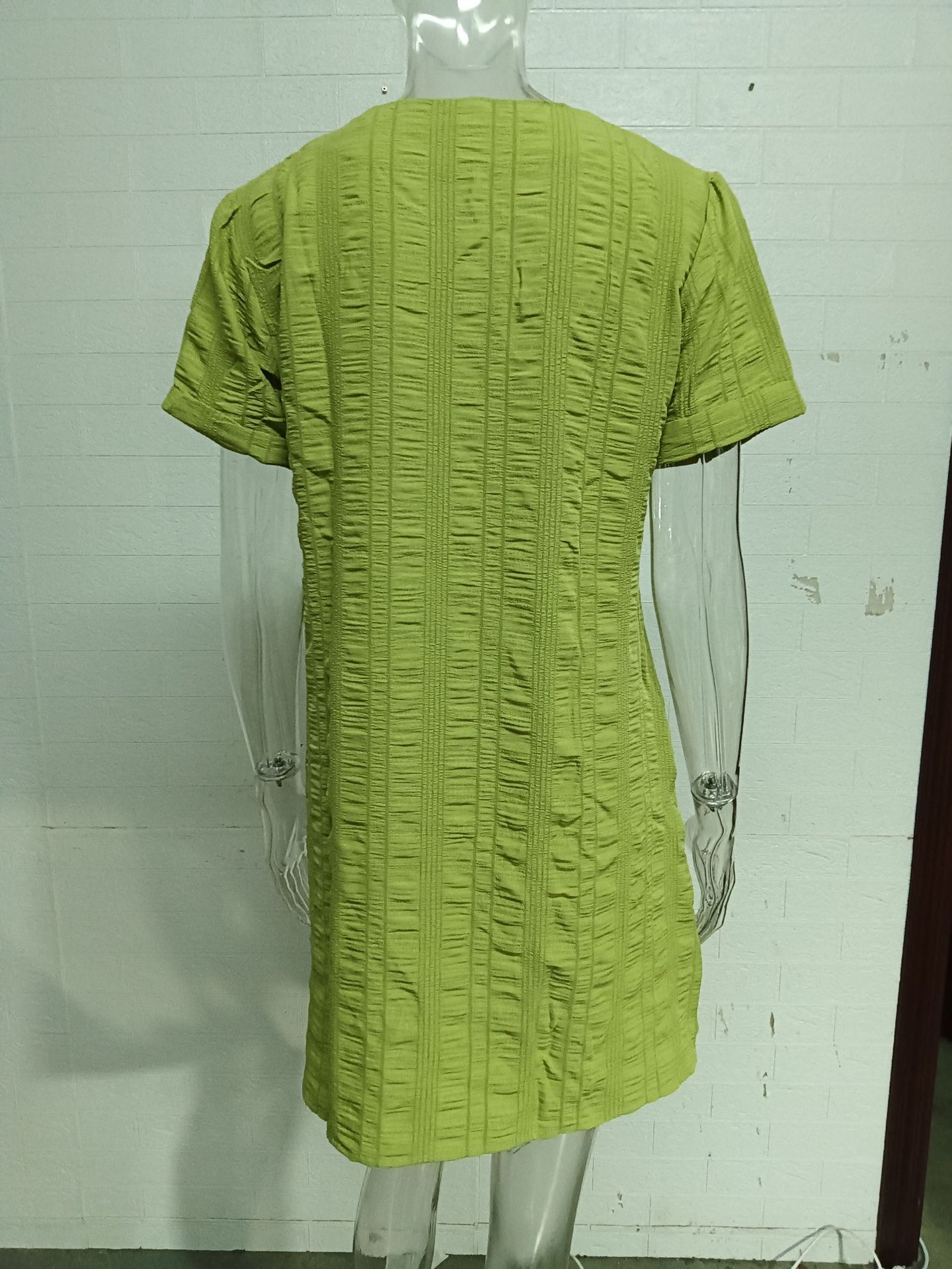 210g Weight Knee-Length Dress Length Type Short Sleeve Sleeve Length Regular Dress Dresses Type Regular Sleeve Sleeve Type Spandex, Polyester Fabric Type Mid Waist Waist Line Daily Occasion V Neck Neckline Regular Fit Fit Type Solid Color Pattern Summer, Spring Season Women's Gender Casual, Elegant Style Wholesale Women's Casual Elegant Solid Color Daily V Neck Short Sleeve Regular Dress 1