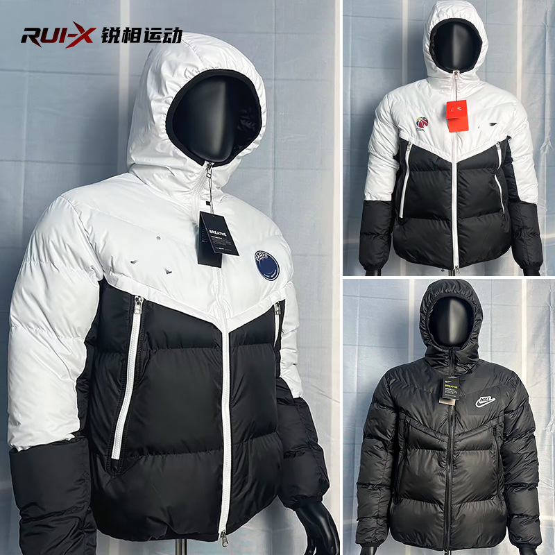 New down Cotton Jacket Winter Nk Splicing Hooded Warm Unisex Coat Sports Casual Cotton-Padded Jacket Wholesale