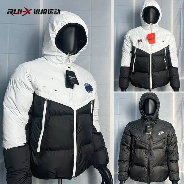 New down Cotton Jacket Winter Nk Splicing Hooded Warm Unisex Coat Sports Casual Cotton-Padded Jacket Wholesale