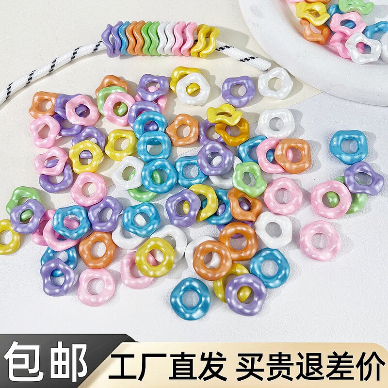 Jenga Spacer Bag Hanging Keychain Hexagonal Feel Paint Wavy Pattern Lace DIY Mobile Phone Chain Jewelry Accessories