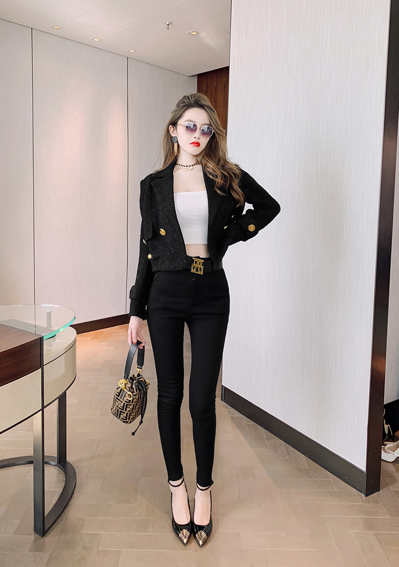 Quần dài bút chì nữ eo cao dáng ôm phong cách Hàn Quốc — Màu đen chi tiết 18
