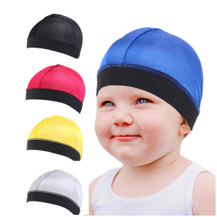 Children's imitation silk wrap cap baby pullover cap solid color hair care cap K-26