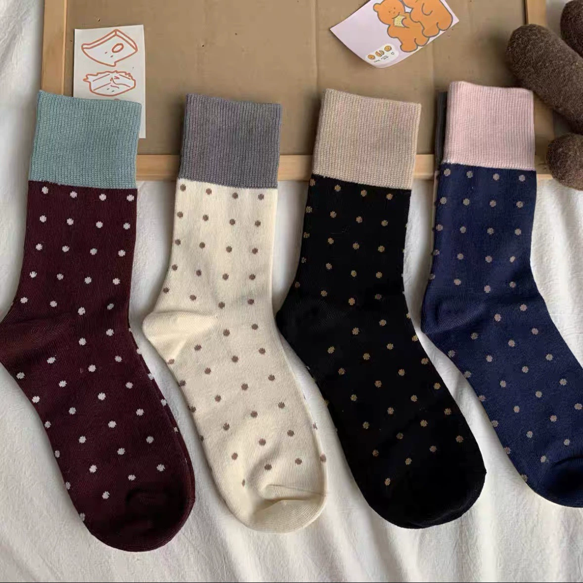 Demi-season retro brand cute keep warm knee socks, mid-length