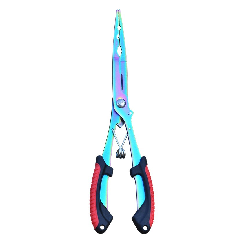 Large long mouth stainless steel multi-function color titanium road sub-tongs hook cutting line fishing gear with buckle fishing tongs