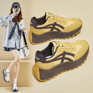 Ins Korean Forrest Gump Shoes Women's Trendy 2025 Spring New Elevated Student Running Sports Casual Shoes Street Shot HL861