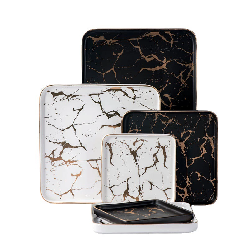  creative square tableware, marble set, ceramic dinner plate
