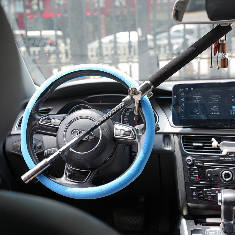 Car steering wheel lock broken window hammer anti-theft lock car car lock safety self-defense telescopic car handle lock multi-function