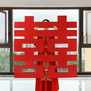 超大号囍字结婚专用喜字贴男方婚房背景布置装饰门贴婚庆用品大全