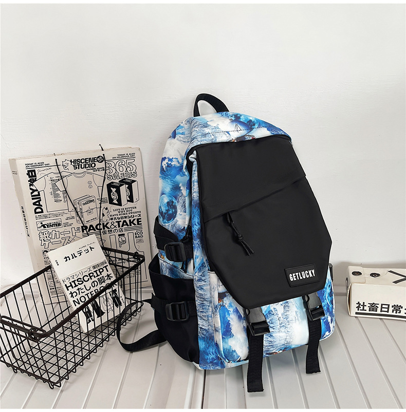 Wasserdicht 20 Zoll Brief Farbblock Schule Straße Schulrucksack display picture 66