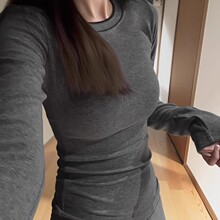 韩系圆领正肩长袖t恤女秋冬德绒磨毛加厚内搭打底衫修身收腰上衣