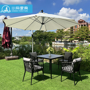 Nordic Outdoor Furniture Villa Terrace Outdoor Leisure Rattan Table and Chair Courtyard Balcony Garden Terrace Leisure Table and Chair Set