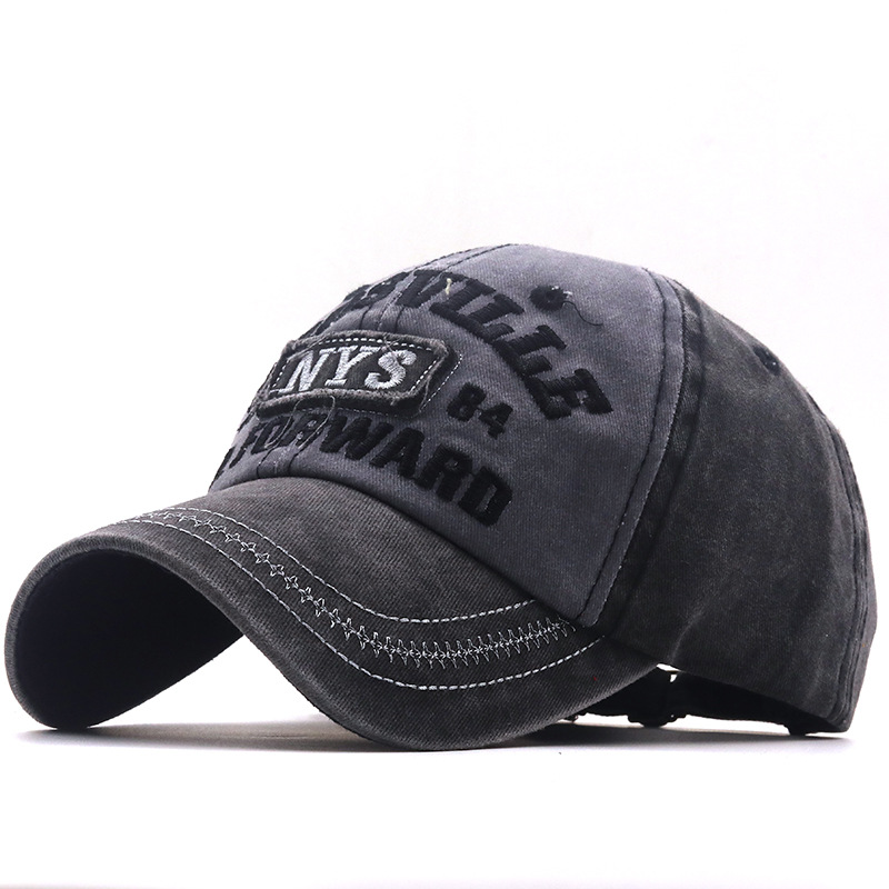 Nys Embroidered Washed Cotton Baseball Cap Distressed Unisex Hat_voghion.com