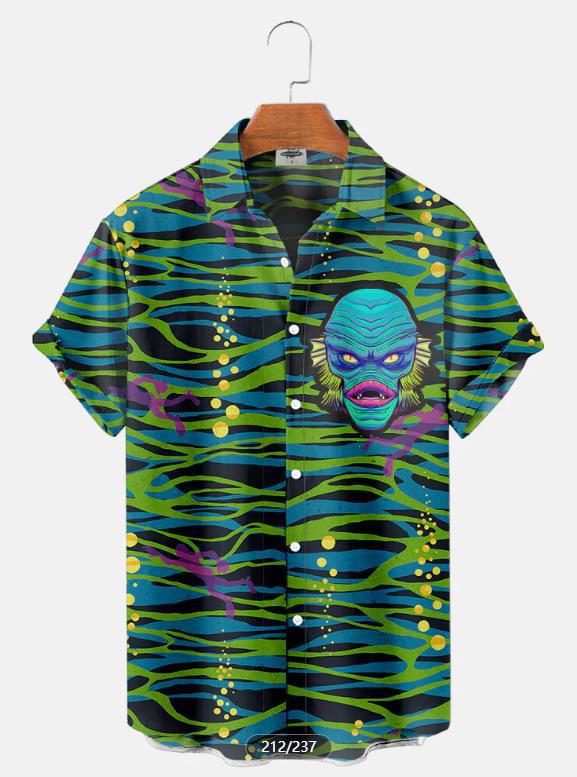 Tendencia de la moda para hombres Camisa de manga corta hawaiana Camisa estampada digital 3D Estilo explosivo transfronterizo de Amazon