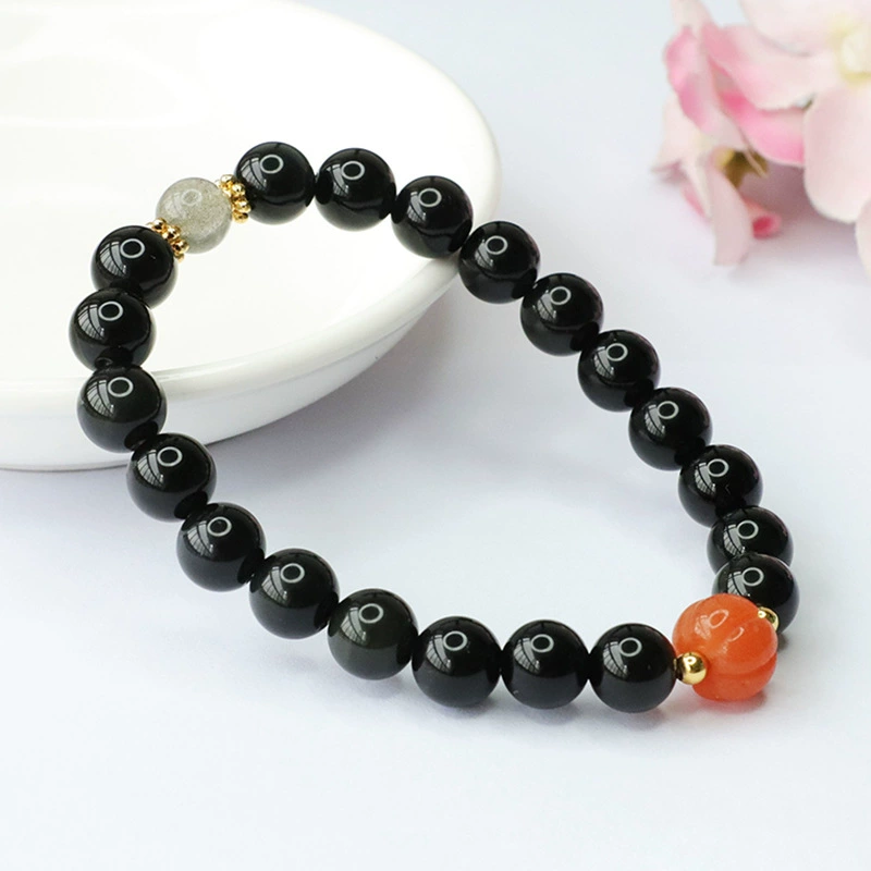 Rainbow Eye Obsidian Bracelet Cat Eye Crystal Gold Wire Jade Bracelet Factory Wholesale CB3091602