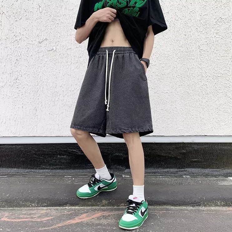Foreign trade wholesale summer elastic waist Denim shorts men's washing tide brand Joker casual American cheap five-point pants