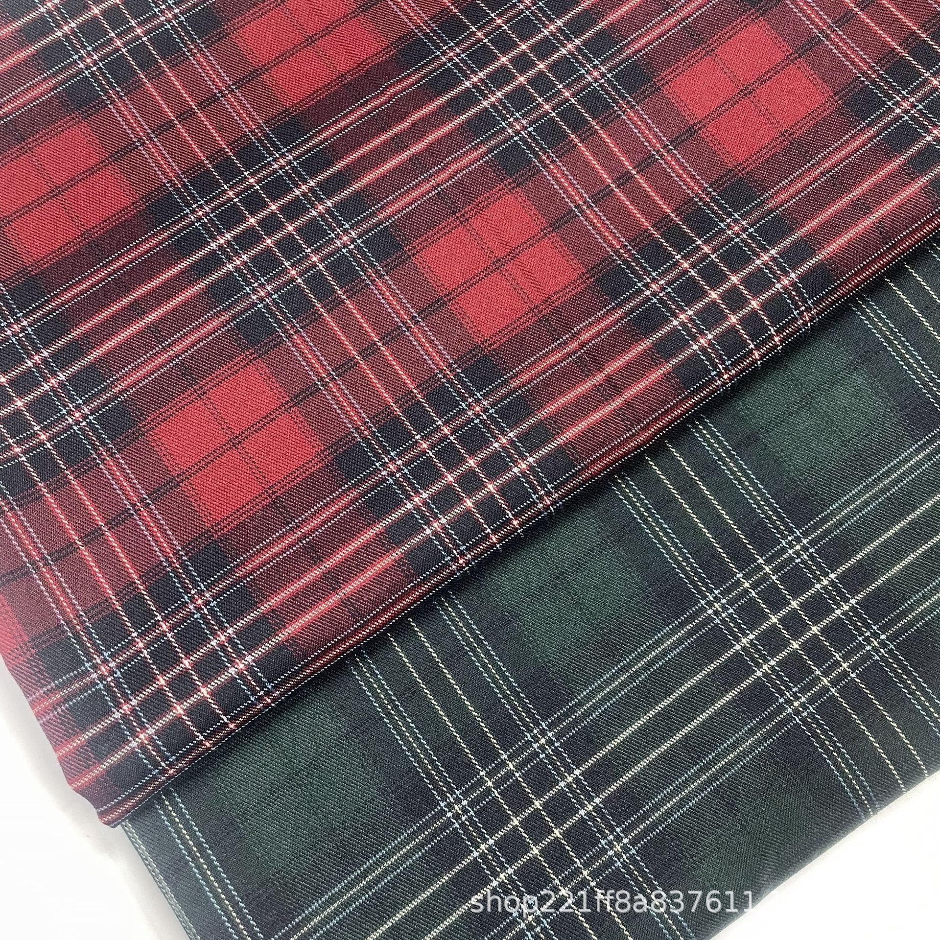 学院风外套西装 衬衫布 半身裙面料 圣诞系 TR梭织色织格子布