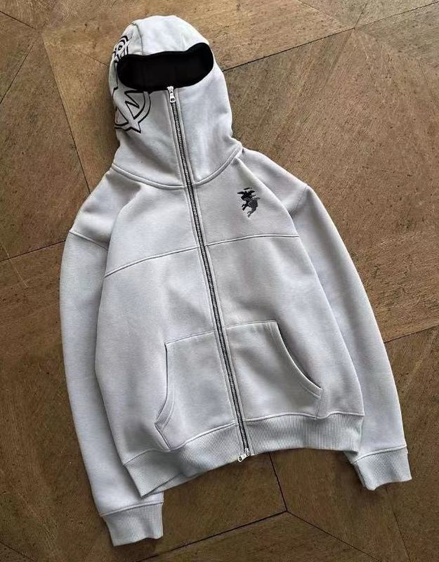 Zip-up hoodie上下ダブルジッパー小众デザイン新しい目见えるシンプル刺繍コートガード|undefined