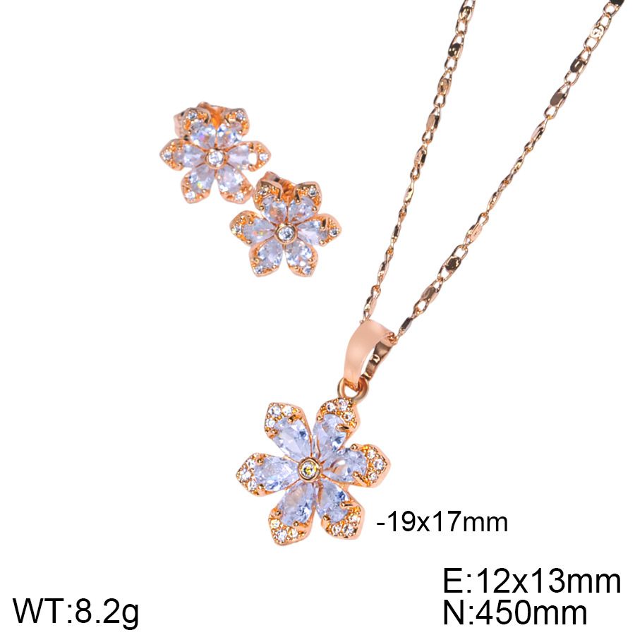 Nieve de cobre de piedra de aluminio pendientes collares juegos de joyería para mujeres delicados pendientes colgantes de dos piezas opciones transfronterizas image 3