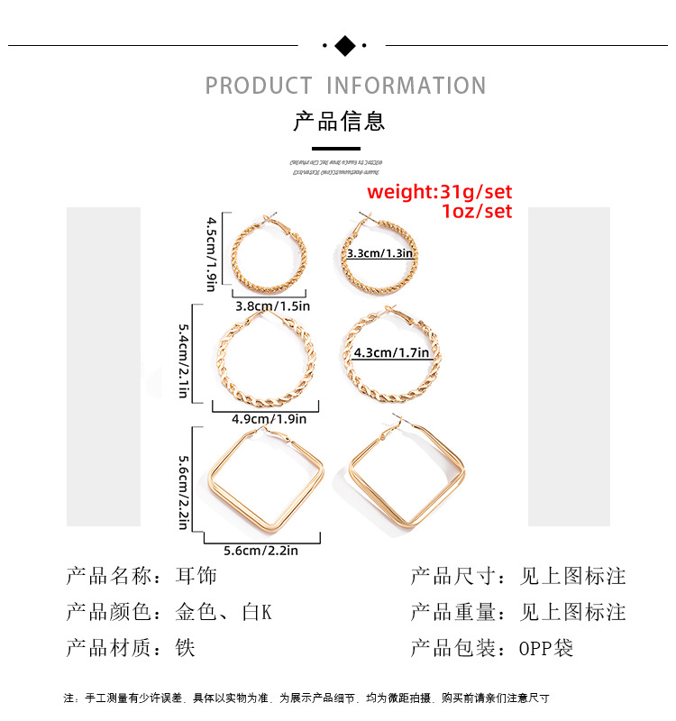 Style Simple Géométrique Placage Le Fer Pas D'Incrustation Des Boucles D'Oreilles display picture 14