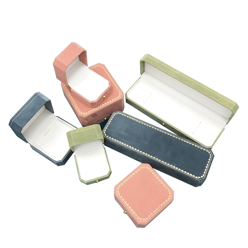 金ボタン八角形プリントアクセサリーボックス日本式レースアクセサリーボックスファッション真珠アクセサリーボックス指輪ボックスネックレスボックス