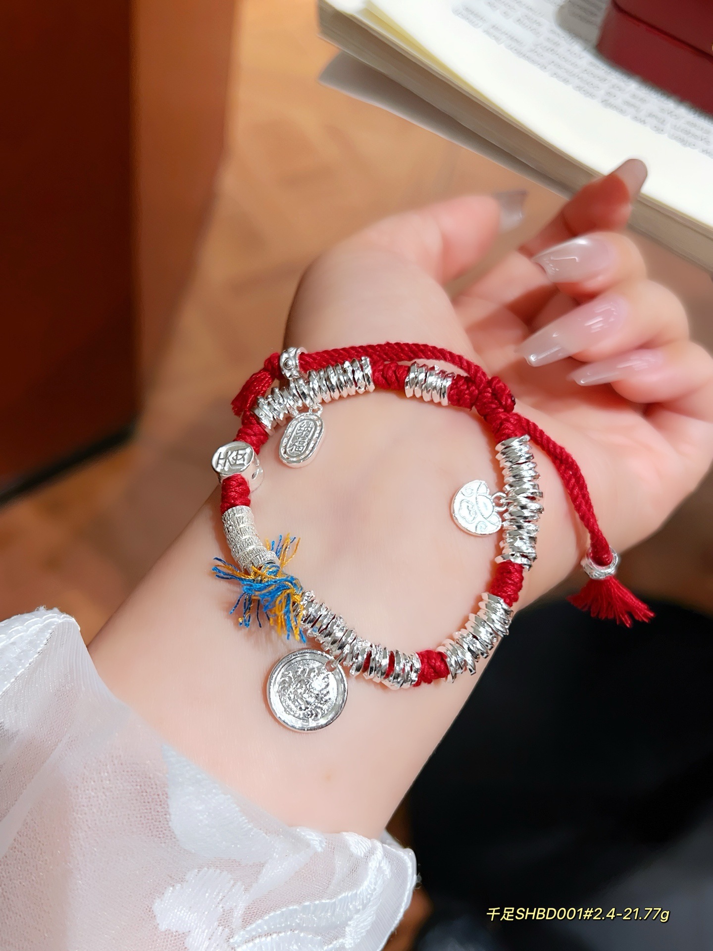 999 pulsera de alambre de plata de pie pulsera tejida de hilo arcoíris de bricolaje año de nacimiento cuerda de mano de plata rota para novia regalo de madre