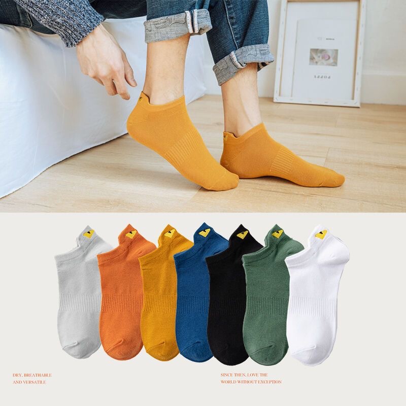 Wholesale Men's Short Socks, Summer Thin Sweat-Absorbent Anti-Odor Quick-Dry Little Monster Low Socks, Fashionable Versatile Little Ear Short Socks