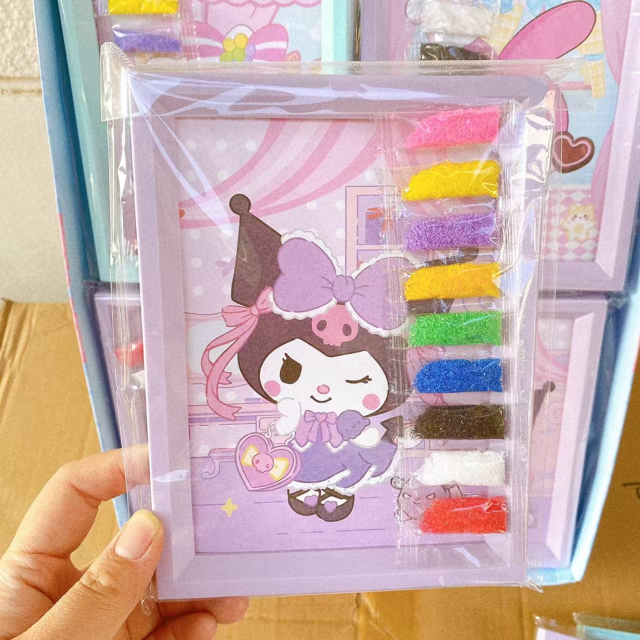 Cuadro de dibujos animados creativos para niños, marcos de fotos de arena pintada a mano DIY, paquete de materiales de interacción padre-hijo encantador de 200 yuanes
