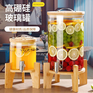 High-Temperature Resistant Glass Green Plum Wine Bottle with Faucet, Wine Jar, Grape Wine Bottle, Cola Beverage Sealed Jar