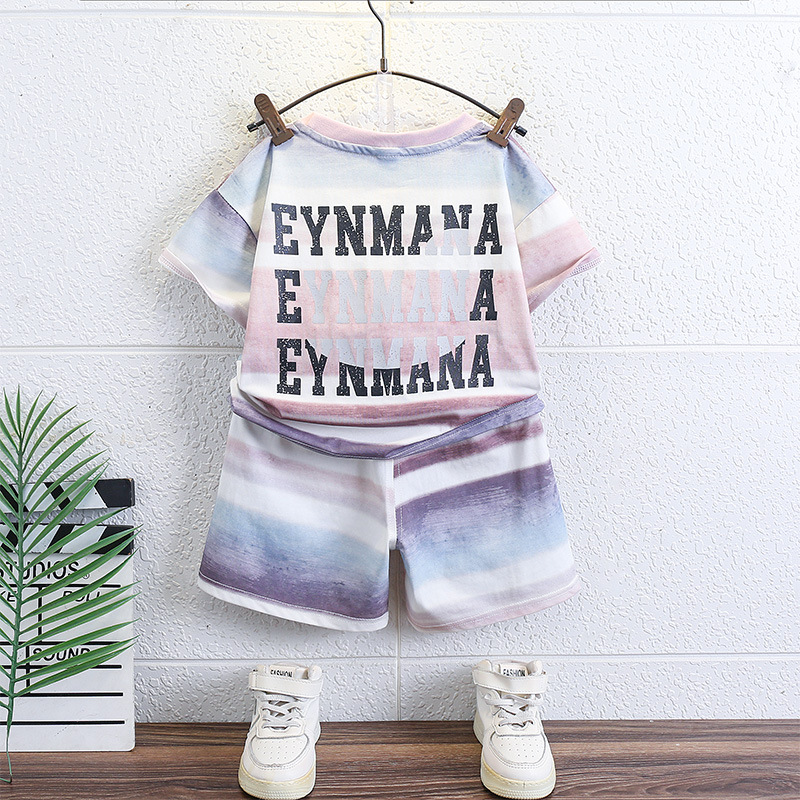 7143 Traje de verano para niños 2025 Nuevo estilo de moda para niños Estilo coreano de manga corta de dos piezas Ropa de verano para niños Trendy