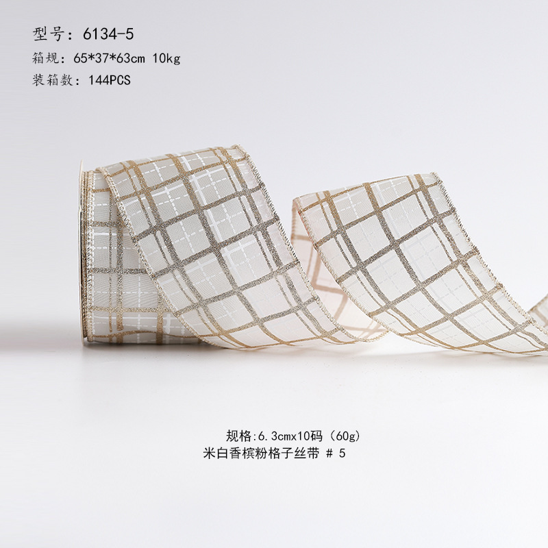 Nuevo producto transfronterizo de alta gama champán correas de Navidad decoración de Navidad cinta de arco de bricolaje embalaje de regalo de Navidad