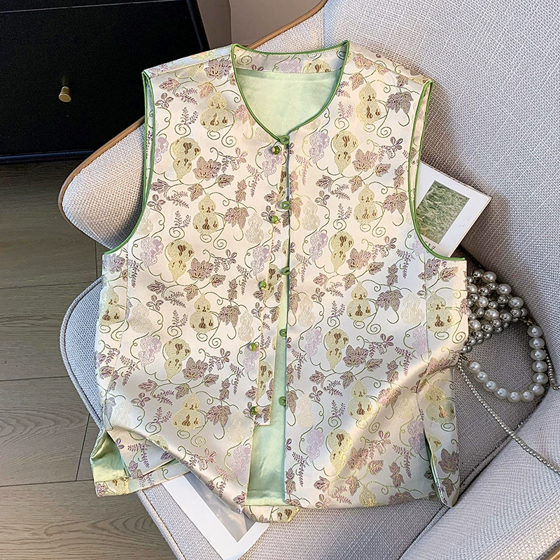Новый новый китайский стиль Guofeng Heavy Industry вышивка пуговицы жилет иностранный прилив