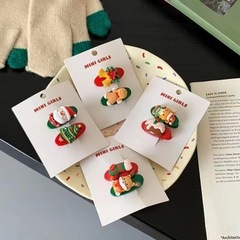 日韓のかわいいクリスマスのヘアピンの姜餅人のヘラジカのサイドクリップの2つの服の少女のサイドクリップの前髪のサイドクリップのヘアピン