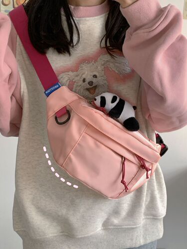 Crossbody Chest Bag for Women, Japanese INS Original Host, Pure Color Korean Student School Commute Versatile Quality Waist Bag Shoulder Bag