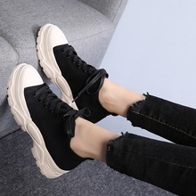 女帆布鞋2023秋潮增高鞋板鞋ins 厚底鞋女网红运动百搭休闲小白鞋