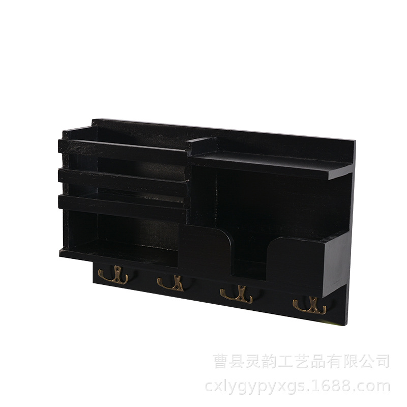 En stock estante de almacenamiento de pasillo de madera maciza hogar colgando reloj clave sombrero de madera pasillo de almacenamiento rack de almacenamiento de pared