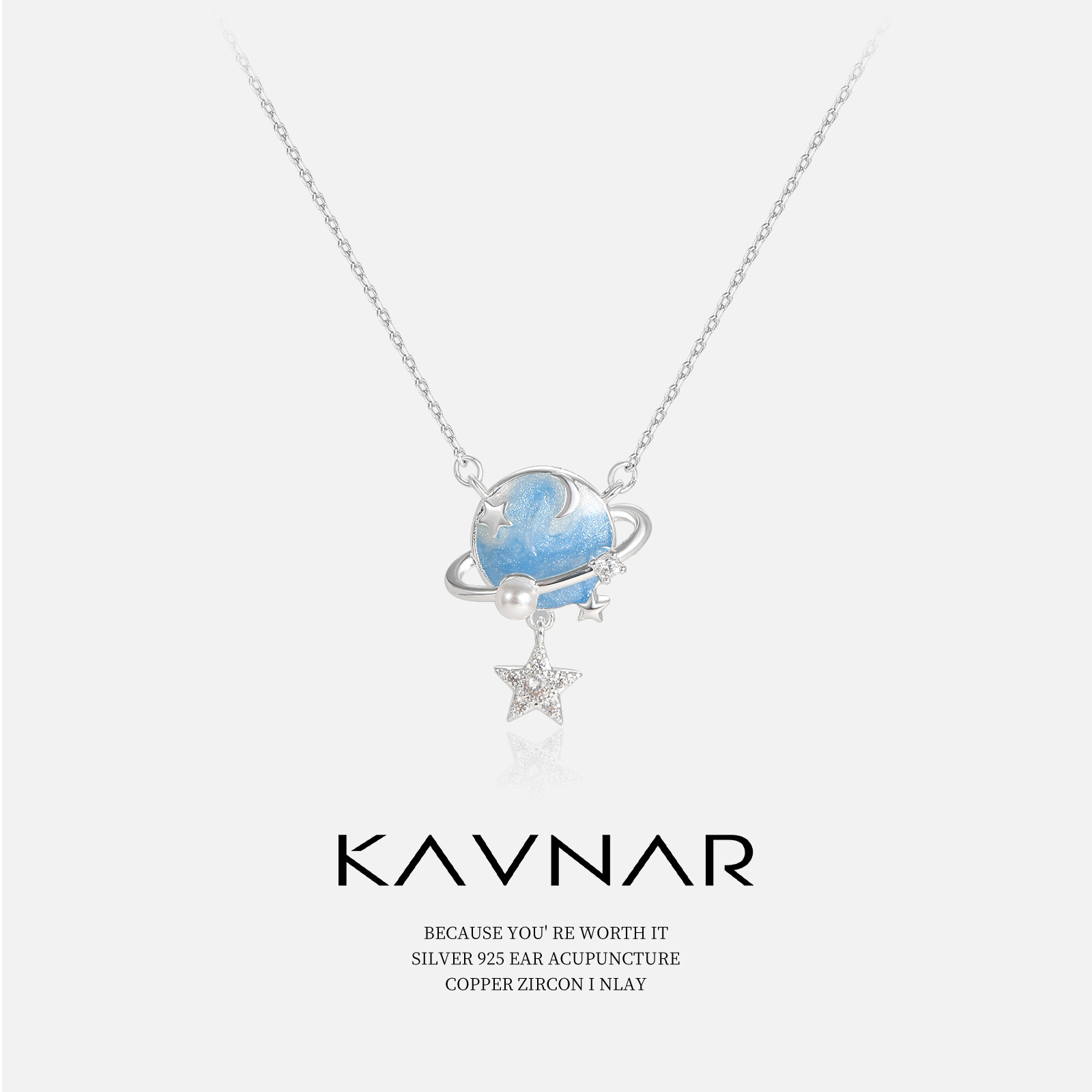 Verträumte Pentagramm Sternenhimmel Halskette In Blau_voghion.com